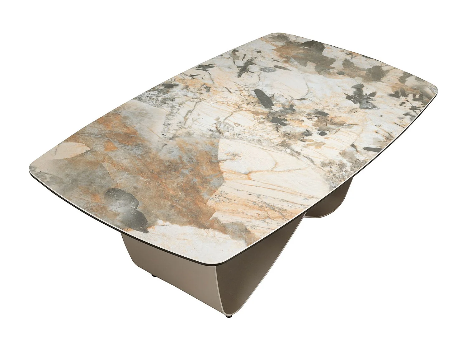 Table basse ovale en marbre porcelaine et acier métallique taupe 2144 ANGEL CERDA
