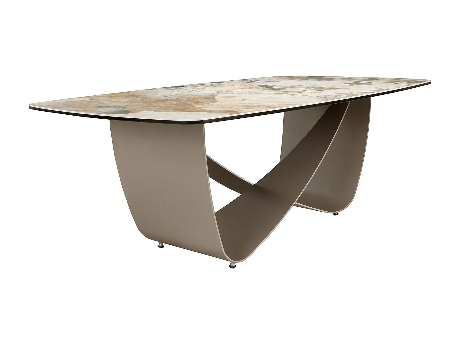 Table basse ovale en marbre porcelaine et acier métallique taupe 2144 ANGEL CERDA