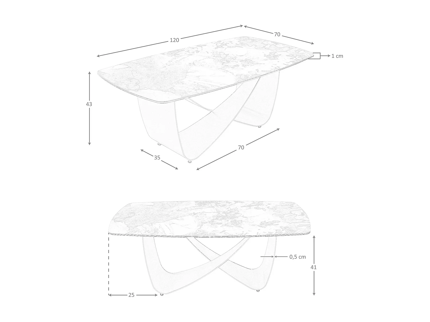 Table basse ovale en marbre porcelaine et acier métallique taupe 2144 ANGEL CERDA