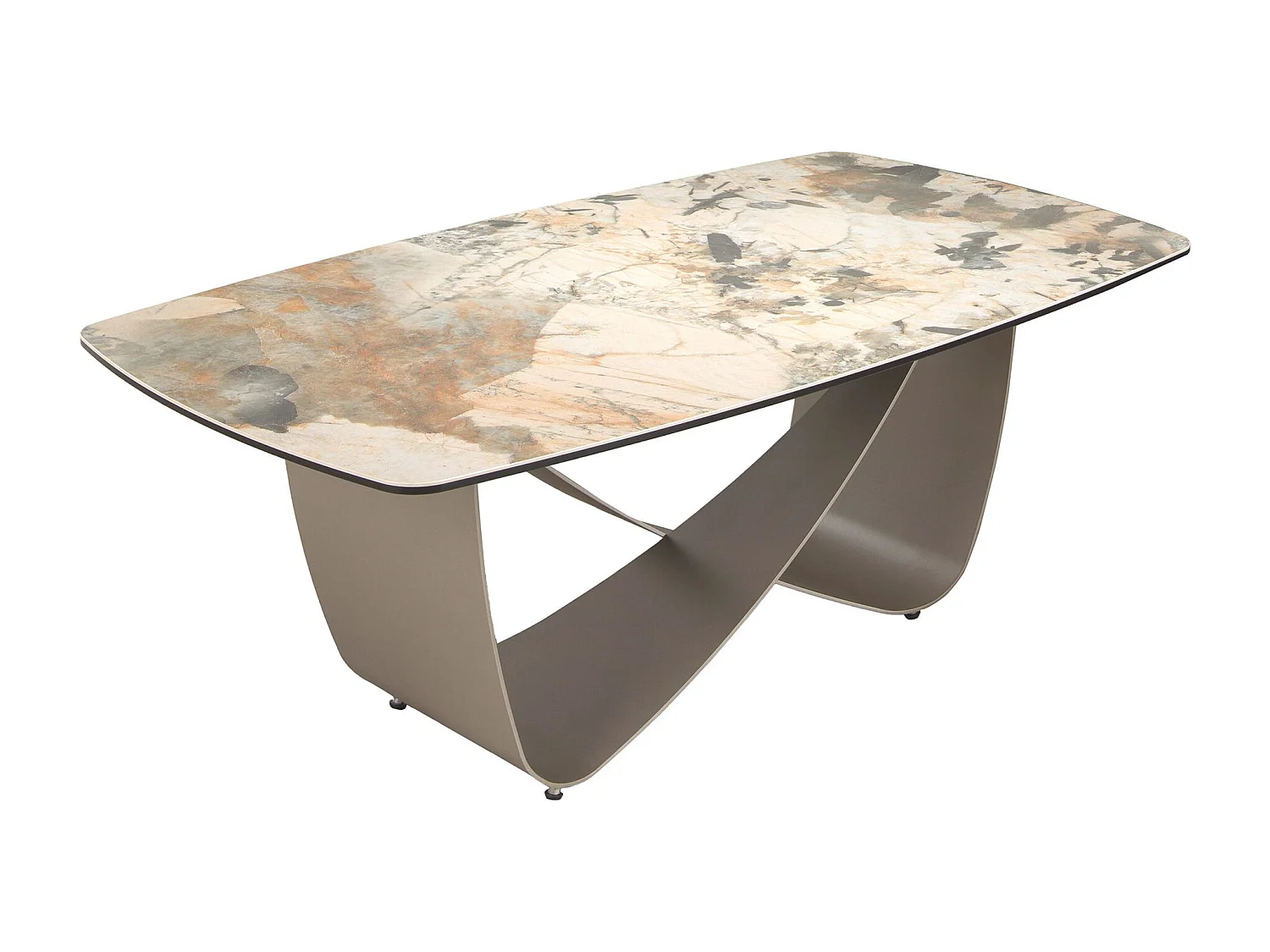 Table basse ovale en marbre porcelaine et acier métallique taupe 2144 ANGEL CERDA