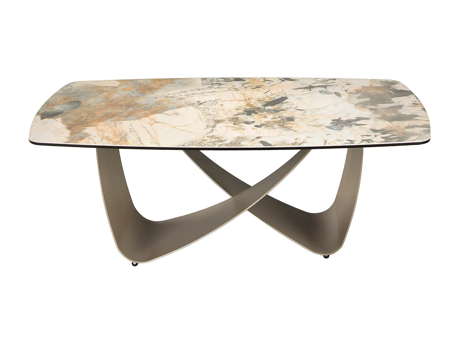 Table basse ovale en marbre porcelaine et acier métallique taupe 2144 ANGEL CERDA