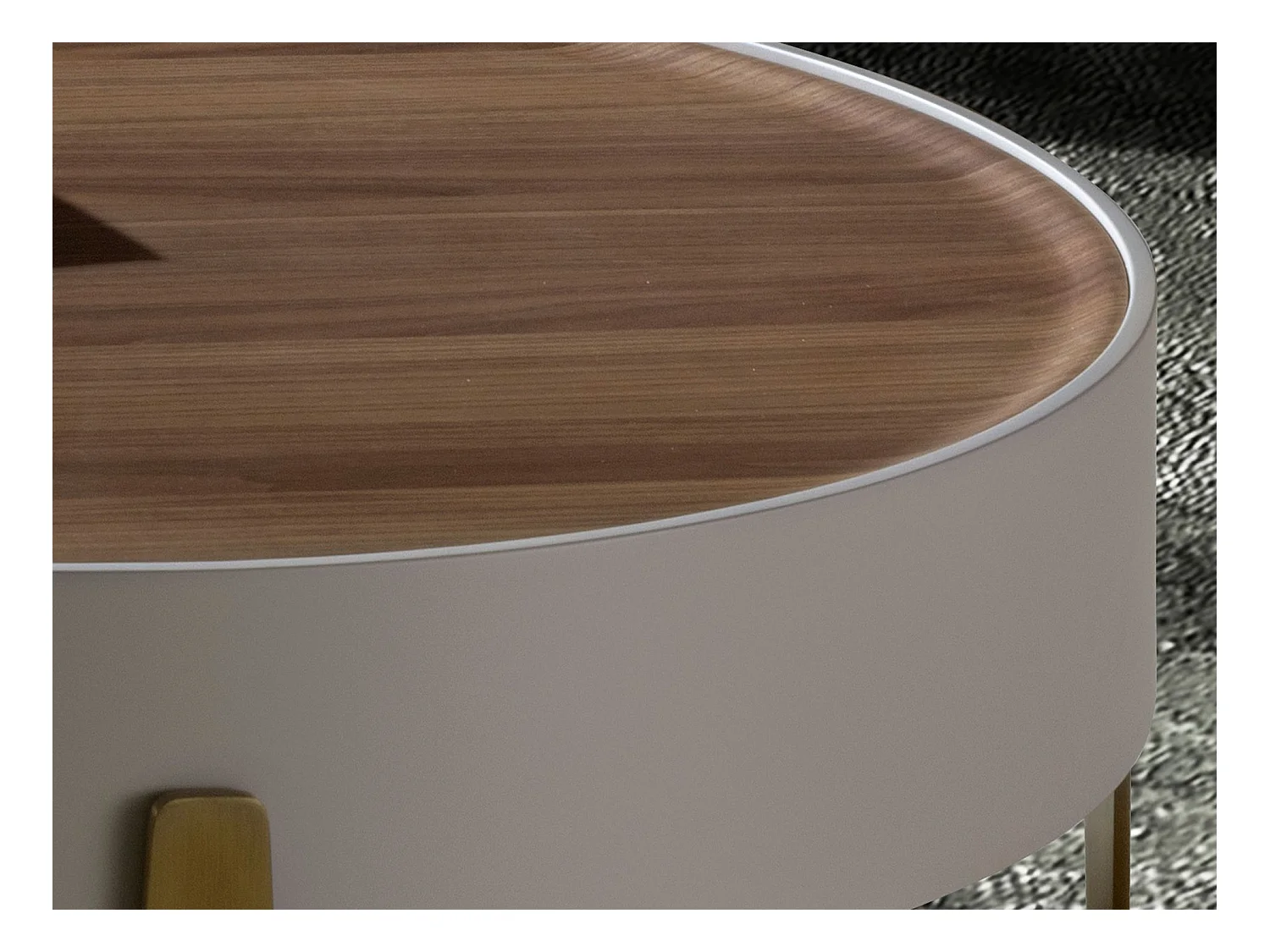 Table basse ronde en noyer, bois beige et acier poli doré 2151 ANGEL CERDA