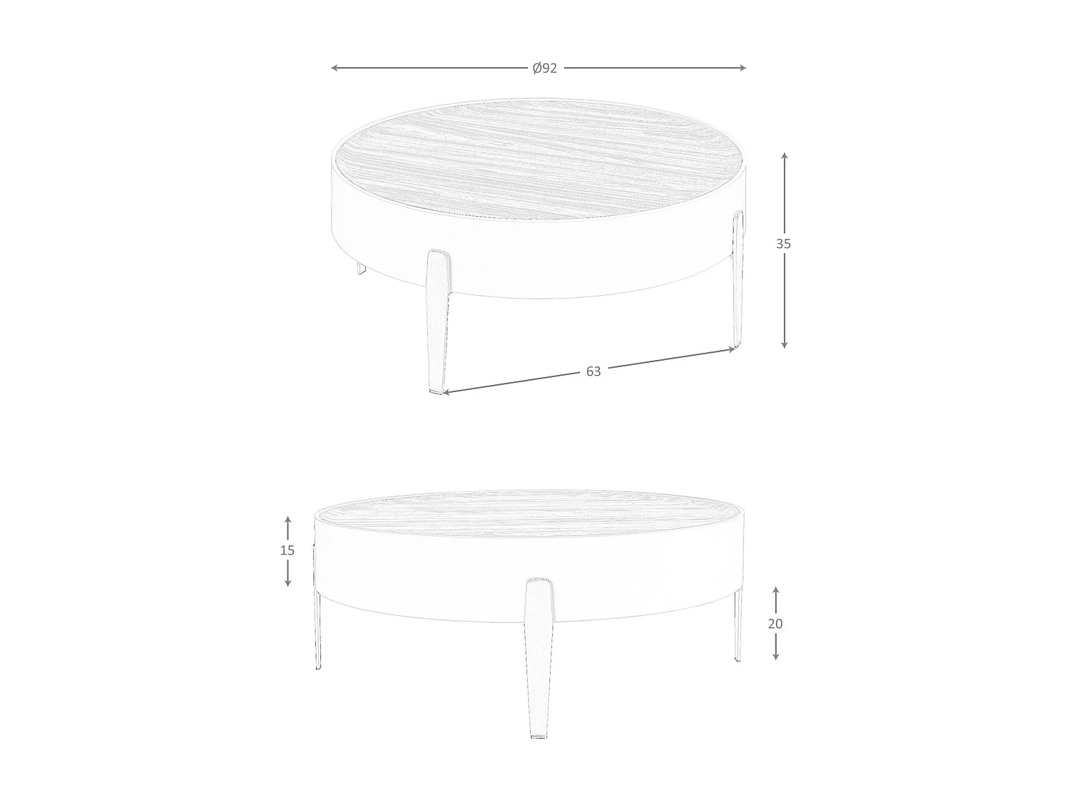 Mesa centro redonda nogal, madera beige y acero pulido dorado 2151 ANGEL CERDA