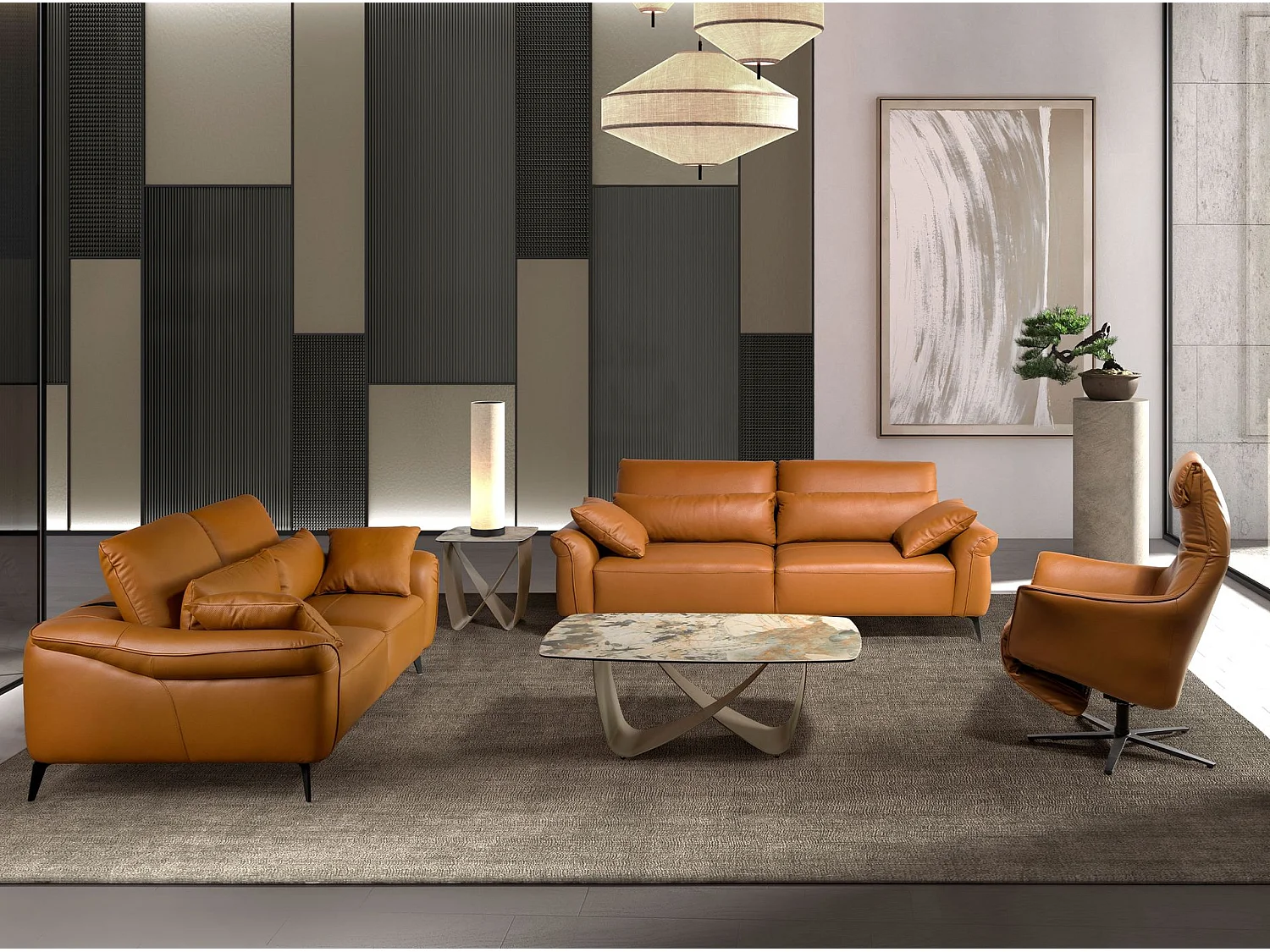 Fauteuil pivotant en cuir brun 5137 ANGEL CERDA