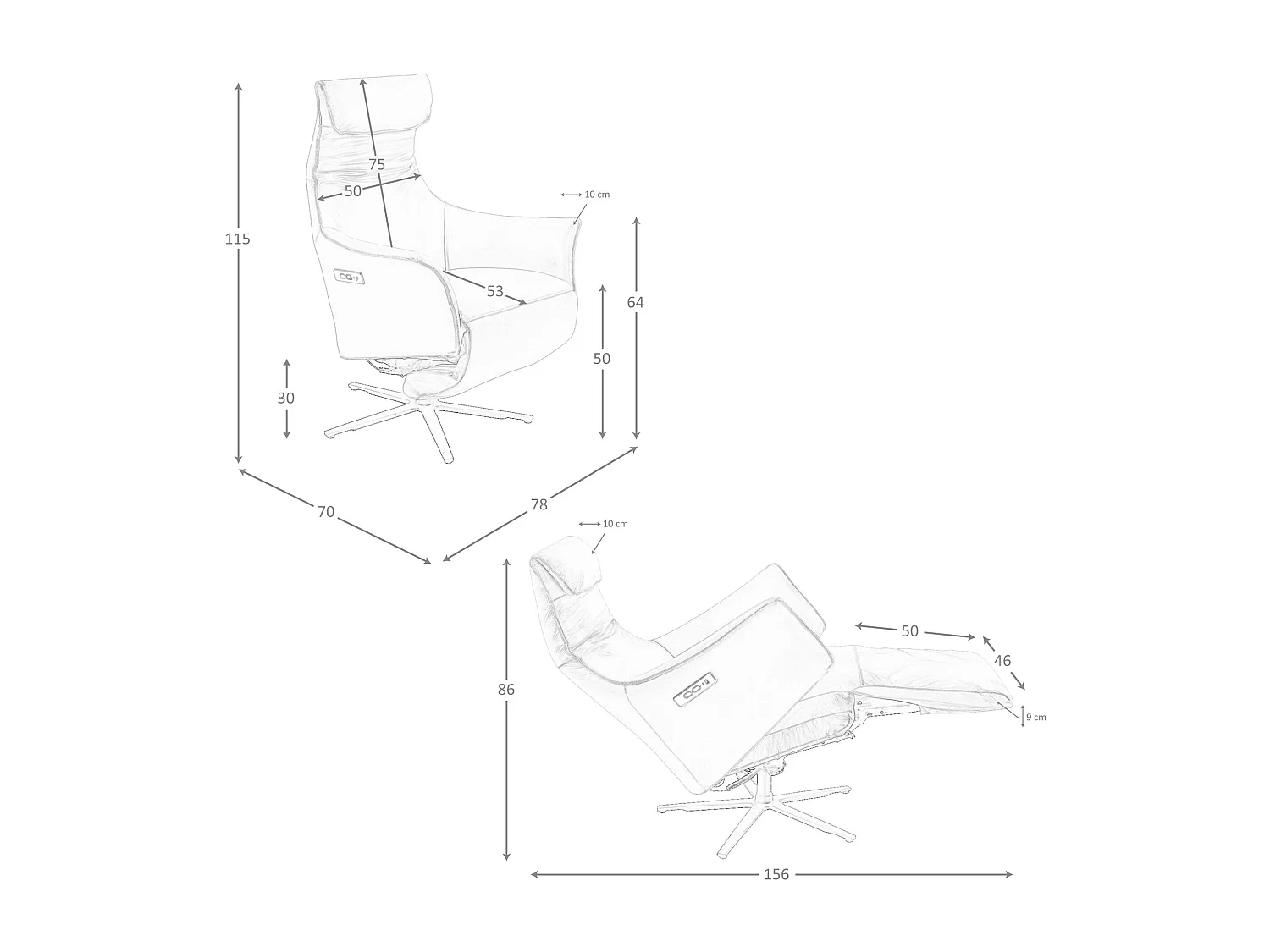 Fauteuil pivotant en cuir brun 5137 ANGEL CERDA