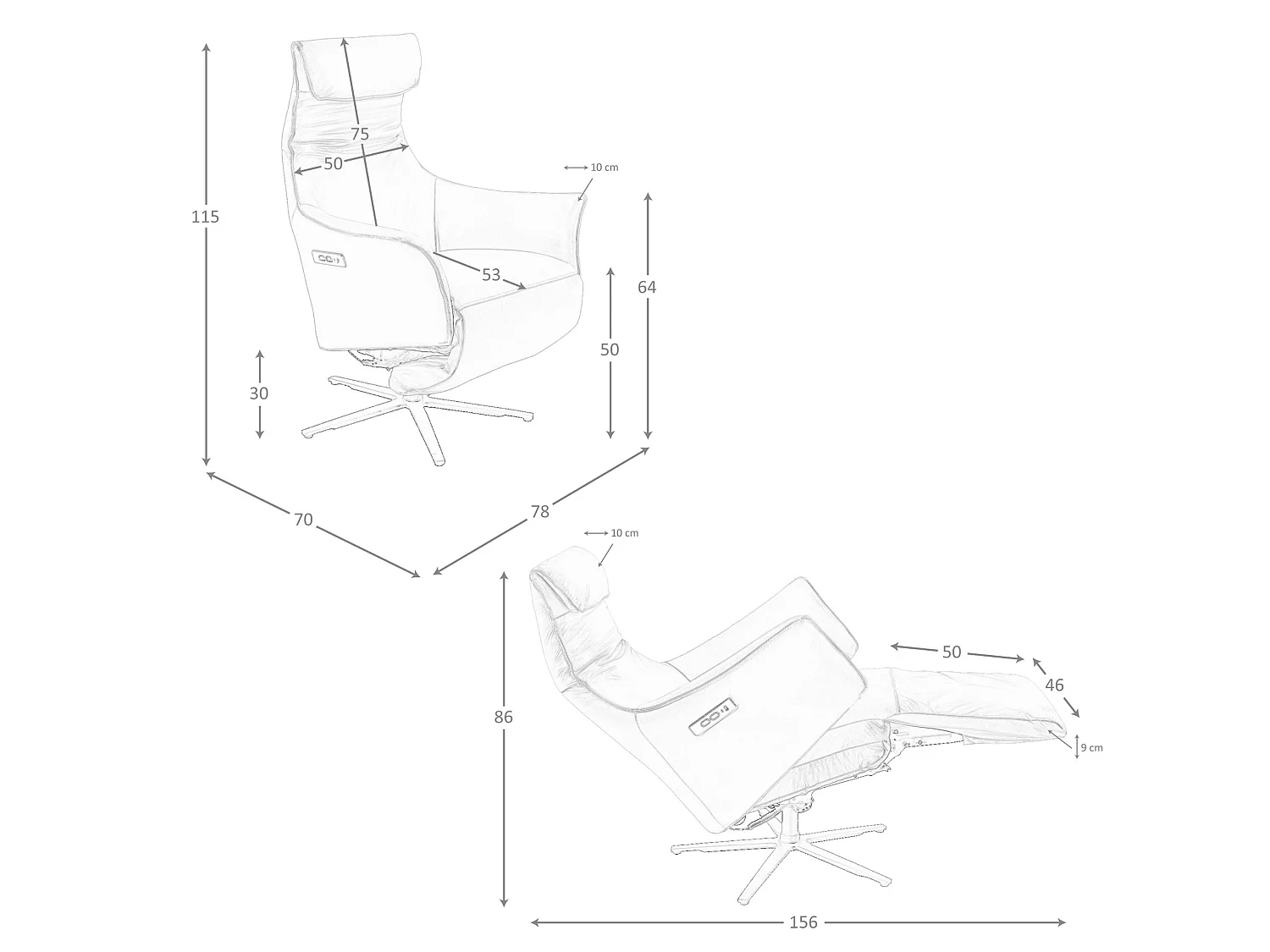 Bruine leren draaifauteuil 5137 ANGEL CERDA
