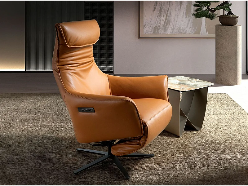 Sillón relax giratorio piel marrón 5137 ANGEL CERDA