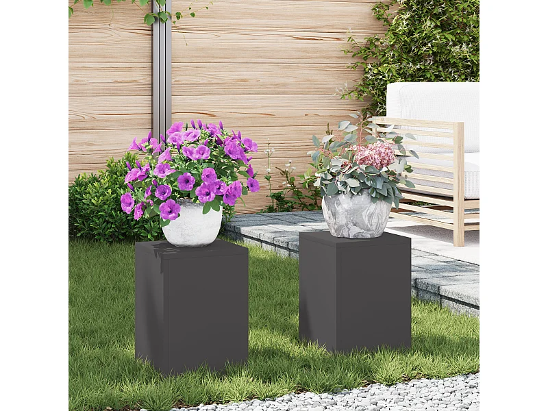 Supports de plantes d'extérieur 2 pièces Noir 24x24x35 cm Acier