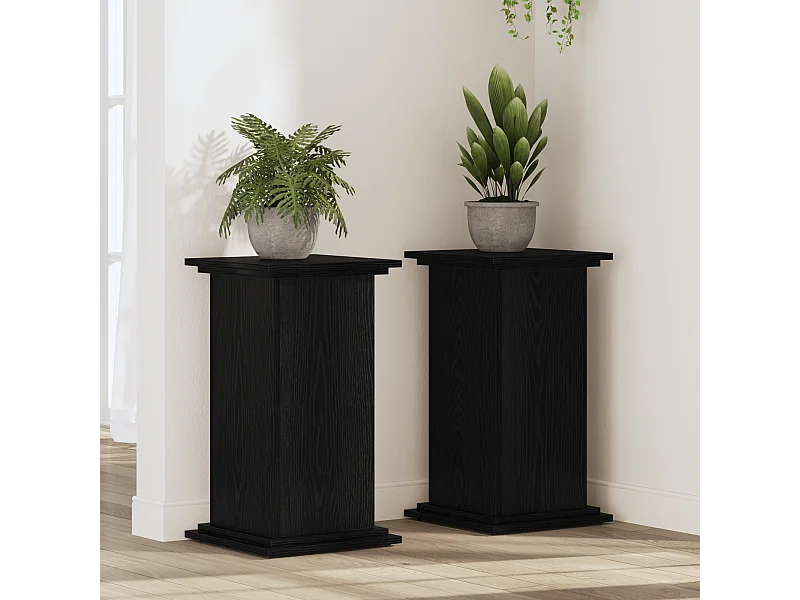 Support de plante en chêne noir 33x33x60 cm en bois reconstitué