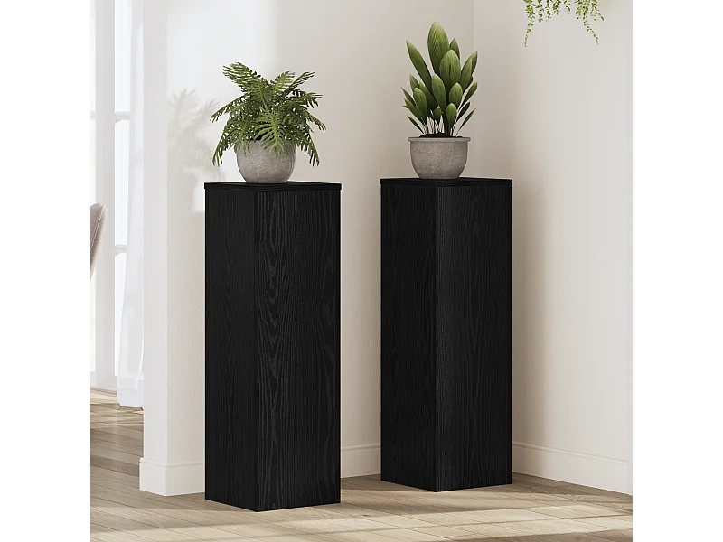 Supports de plantes 2 pcs Chêne noir 25x25x80 cm Bois d'ingénierie