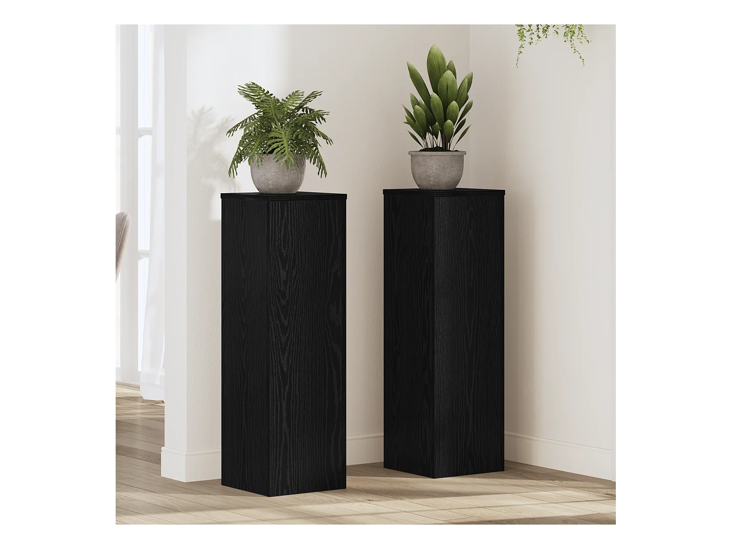 Supports de plantes 2 pcs Chêne noir 25x25x80 cm Bois d'ingénierie