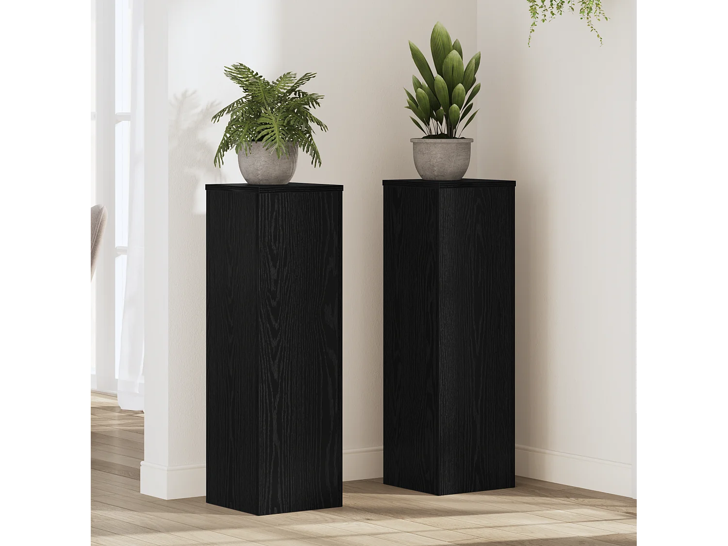 Supports de plantes 2 pcs Chêne noir 25x25x80 cm Bois d'ingénierie