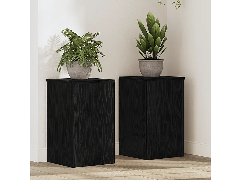 Plantenstandaards 2 stuks Zwarte Eiken 30x30x50 cm Gereconstrueerd hout