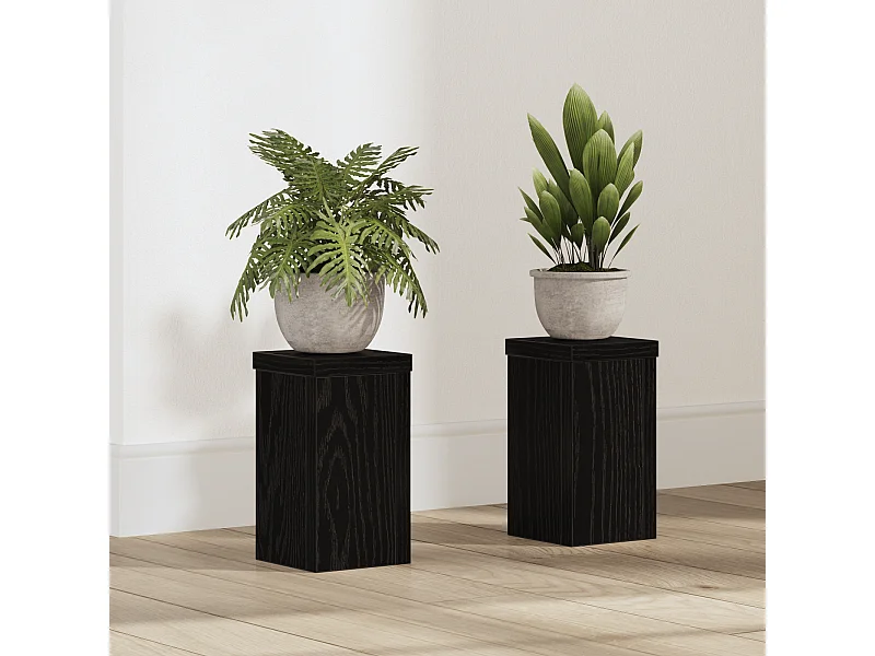 Supports de Plantes en Chêne Noir Lot de 2 Chêne noir Bois