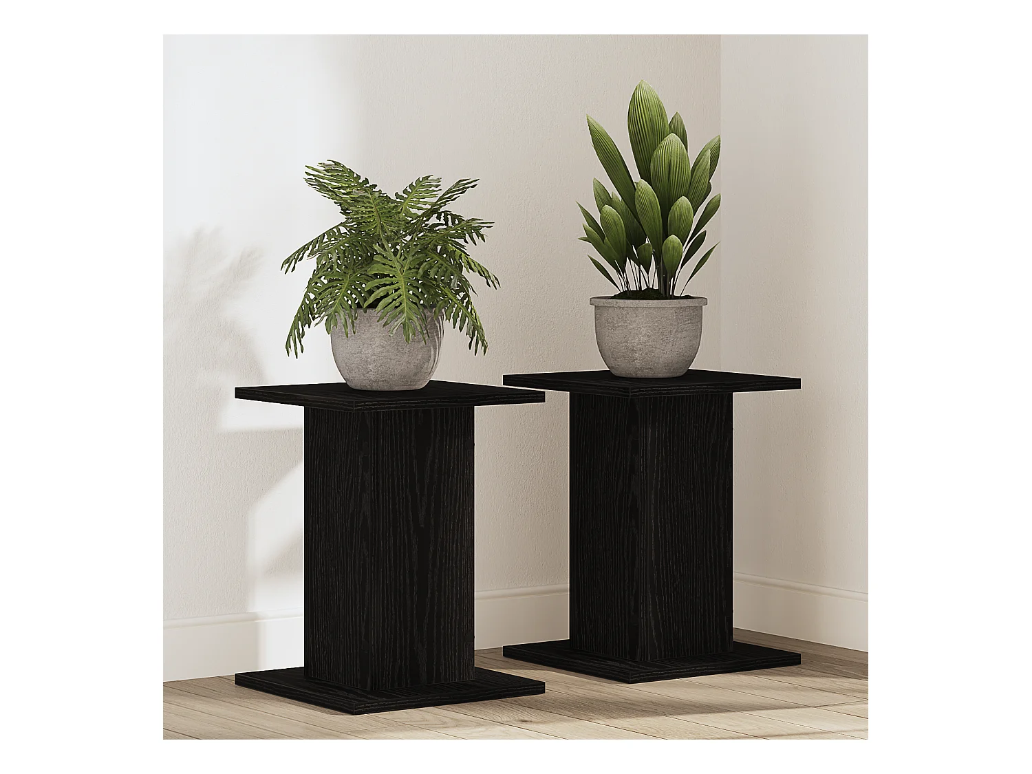 Support de plante 2 pcs Chêne noir 30x30x40 cm Bois reconstitué