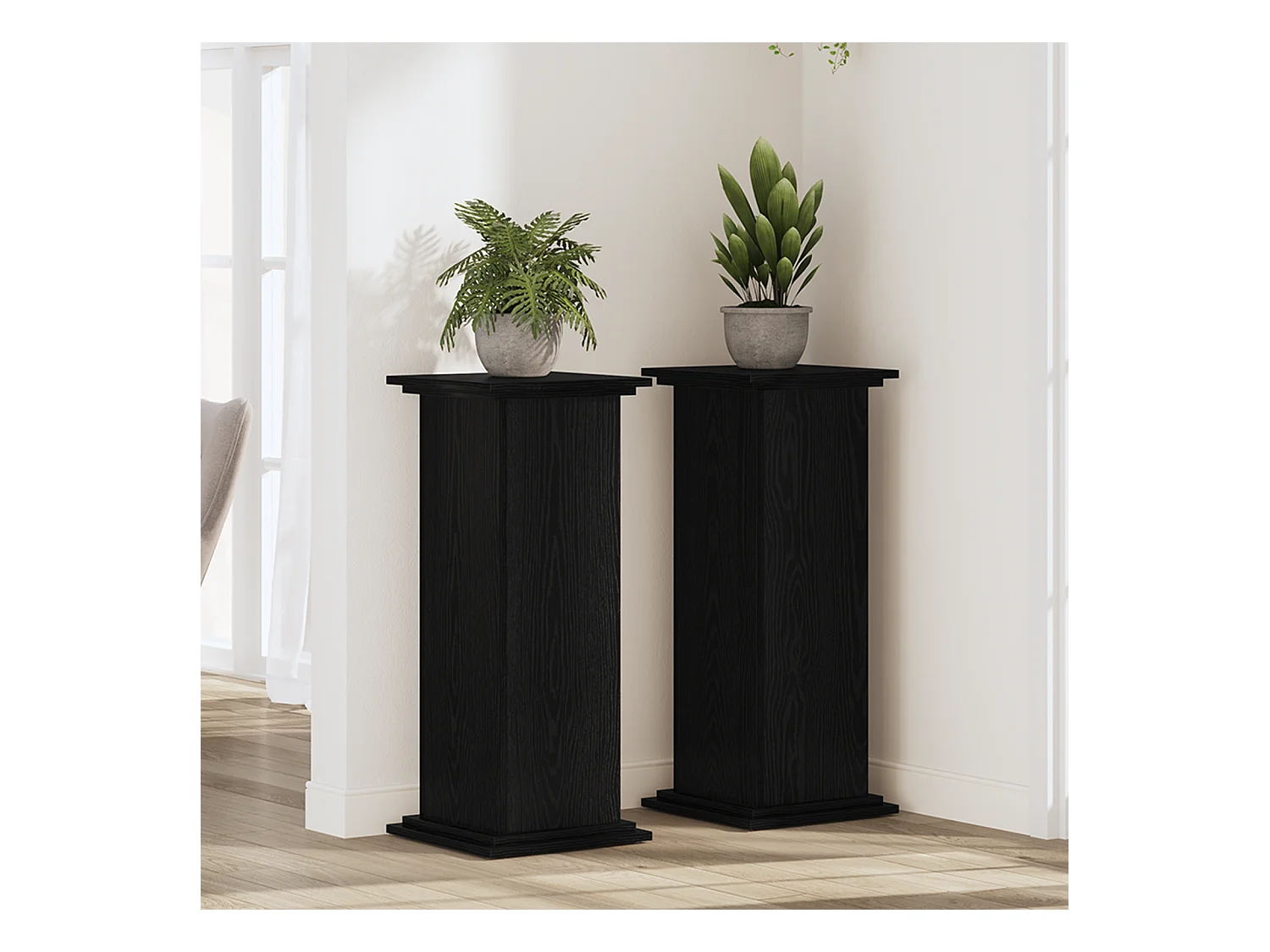 Support de Plante Chêne Noir 33x33x80 cm Bois