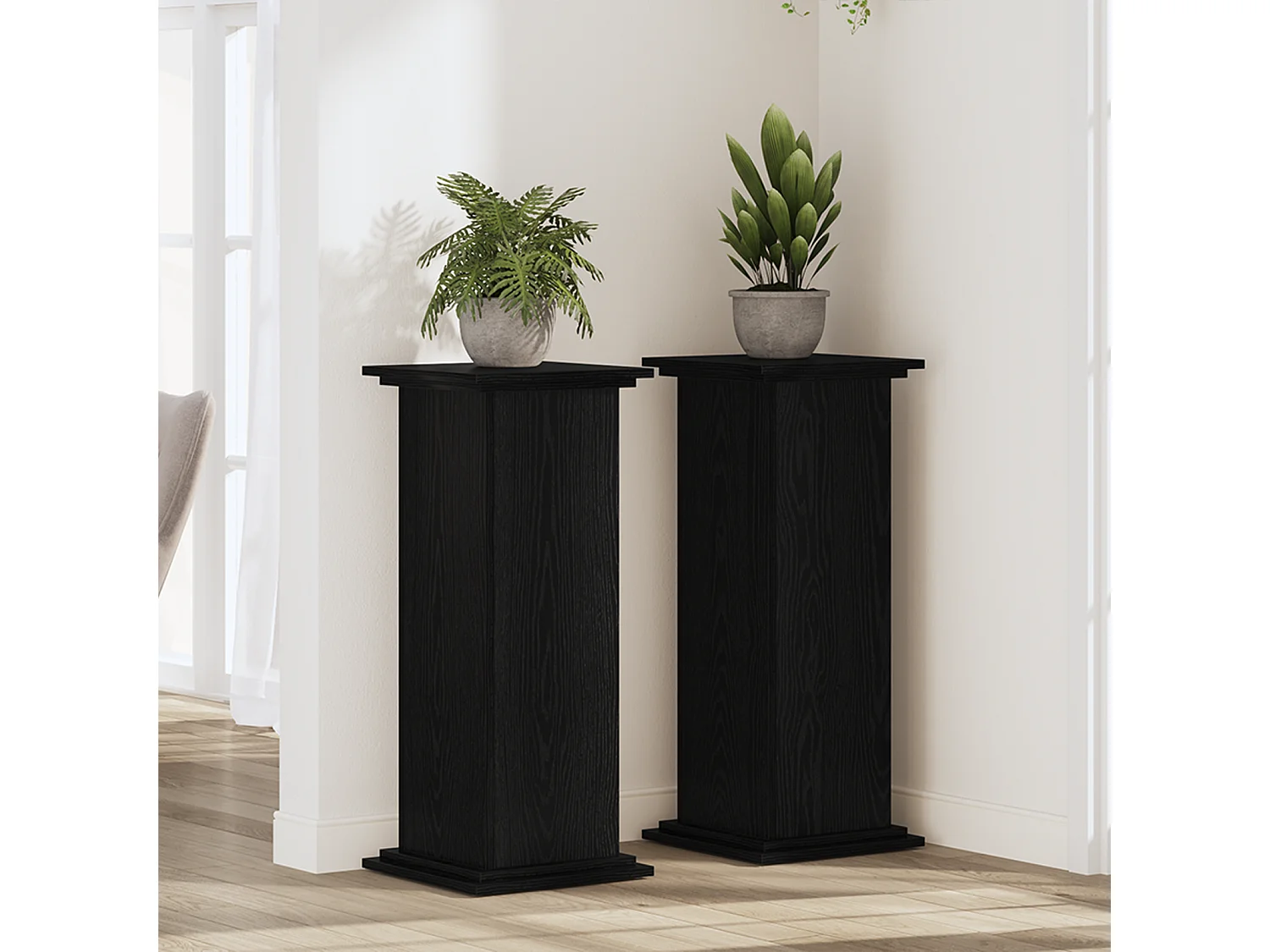 Support de Plante Chêne Noir 33x33x80 cm Bois