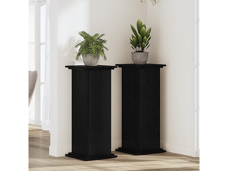 Zwarte eiken plantenstandaard 33x33x80 cm hout