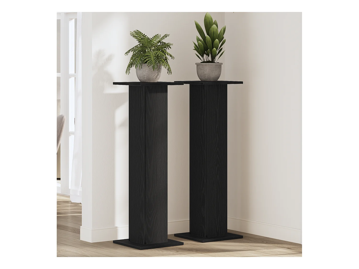 Support de plante 2 pcs Chêne noir 30x30x95 cm Bois d'ingénierie