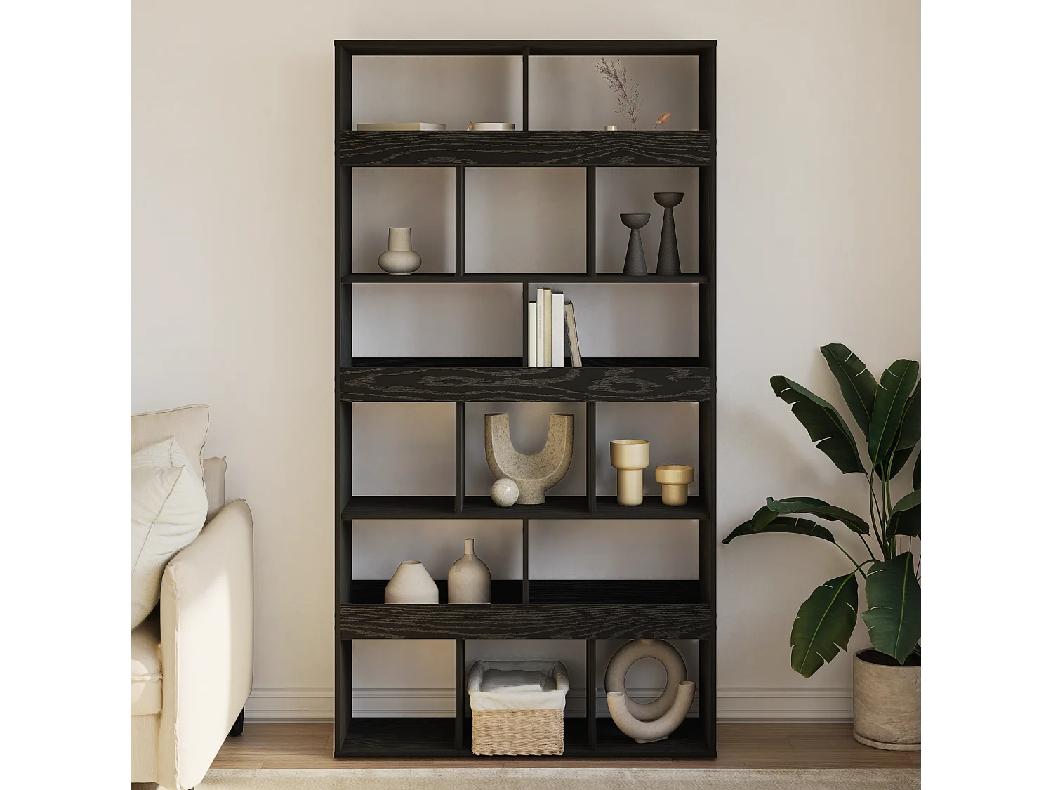 Support de plante en bois d'ingénierie noir 100x33x187,5 cm