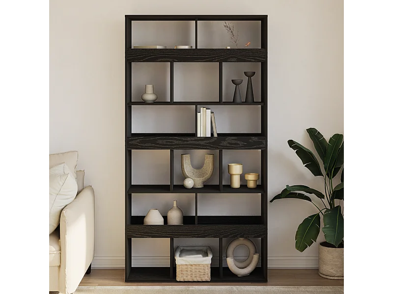 Zwarte plantenstandaard van bewerkt hout 100x33x187,5 cm