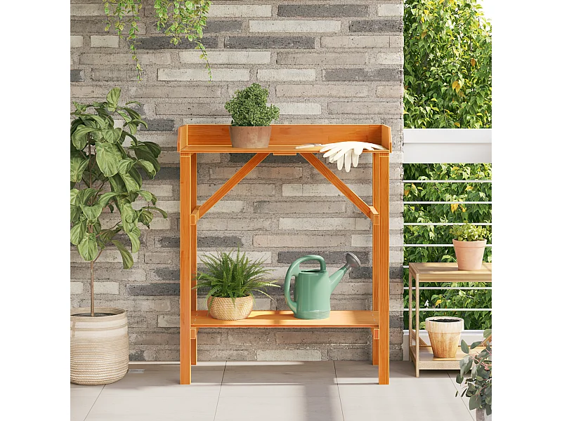 Tavolo da invasatura in acacia 75x40x90 cm in legno massello di pino