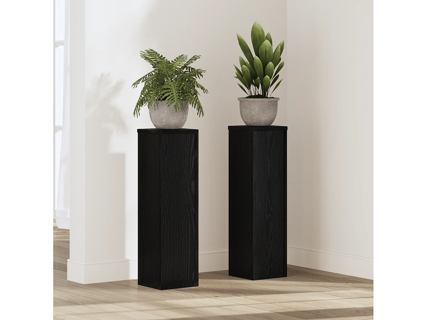 Supports de plante 2 pcs Chêne noir 17x17x60 cm Bois d'ingénierie