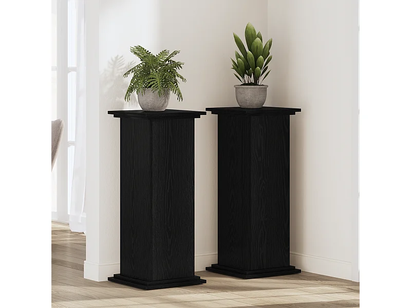 Support de plante en chêne noir 33x33x100 cm en bois reconstitué