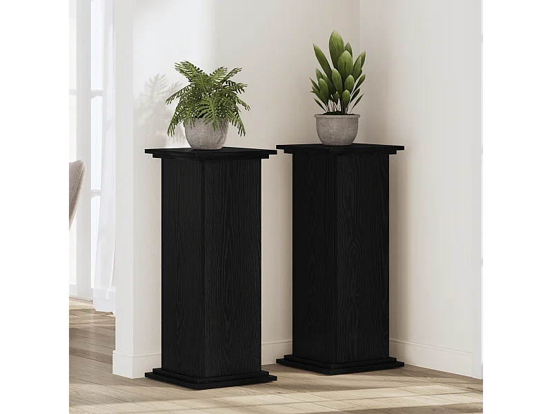 Support de plante en chêne noir 33x33x100 cm en bois reconstitué