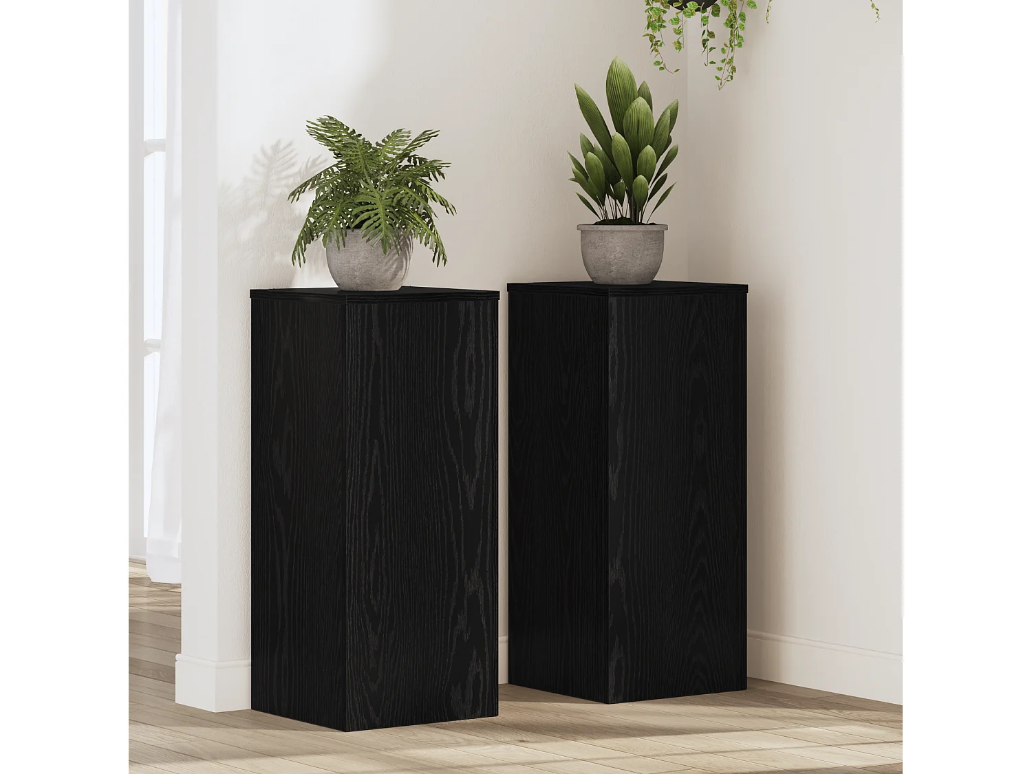 Supports de plantes 2 pcs Chêne noir 30x30x70 cm Bois reconstitué
