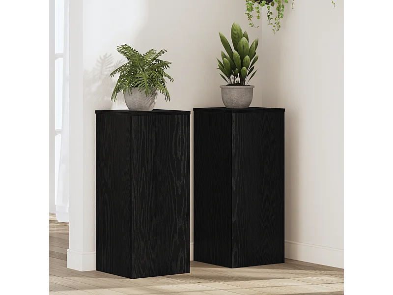 Supports de plantes 2 pcs Chêne noir 30x30x70 cm Bois reconstitué