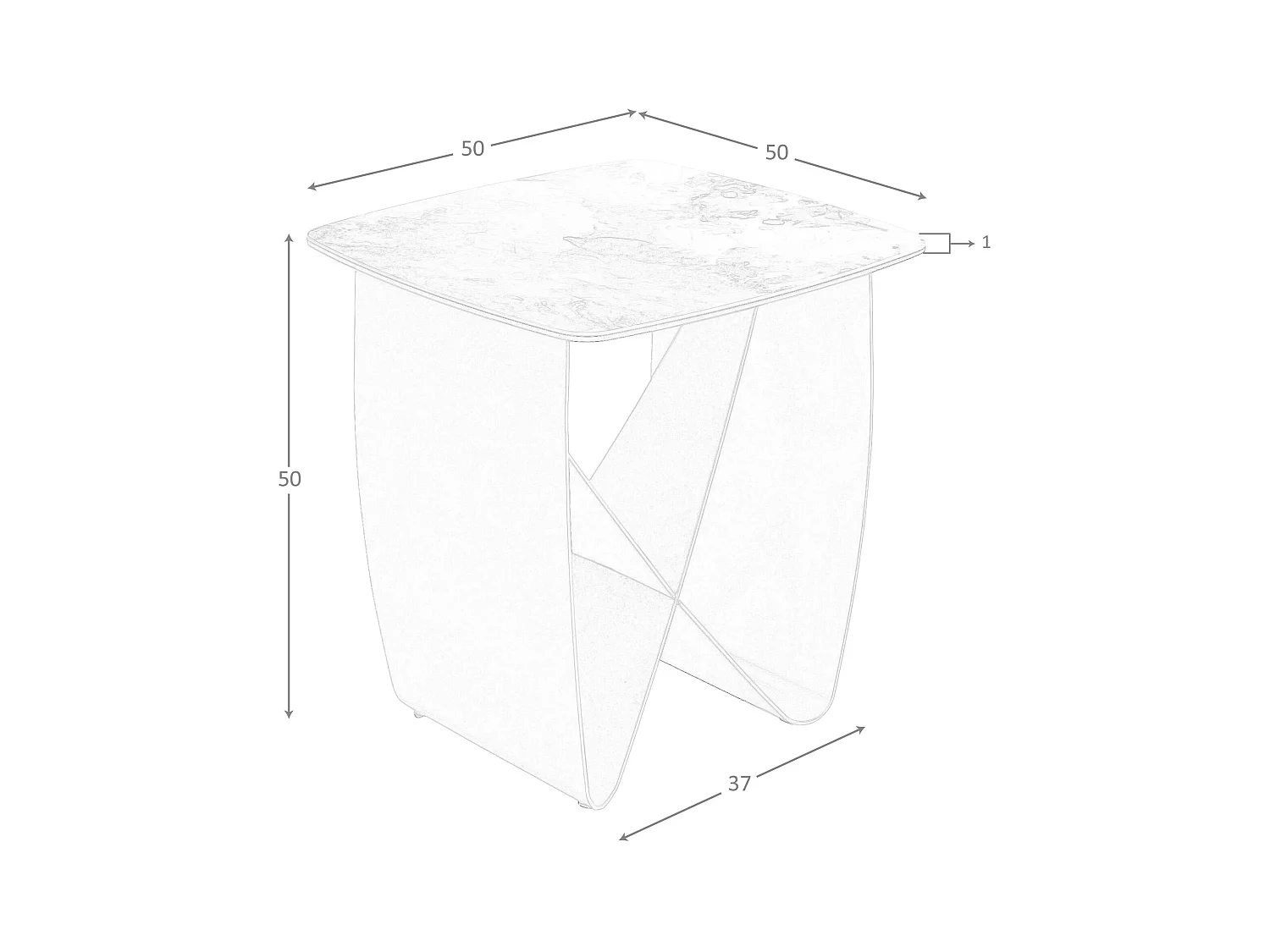 Table d'angle carrée en marbre porcelaine et acier taupe métallique 2145 ANGEL CERDA