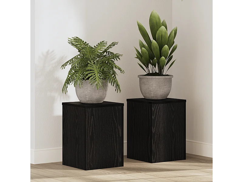 Supports de plantes 2 pcs Chêne noir 25x25x35 cm Bois d'ingénierie