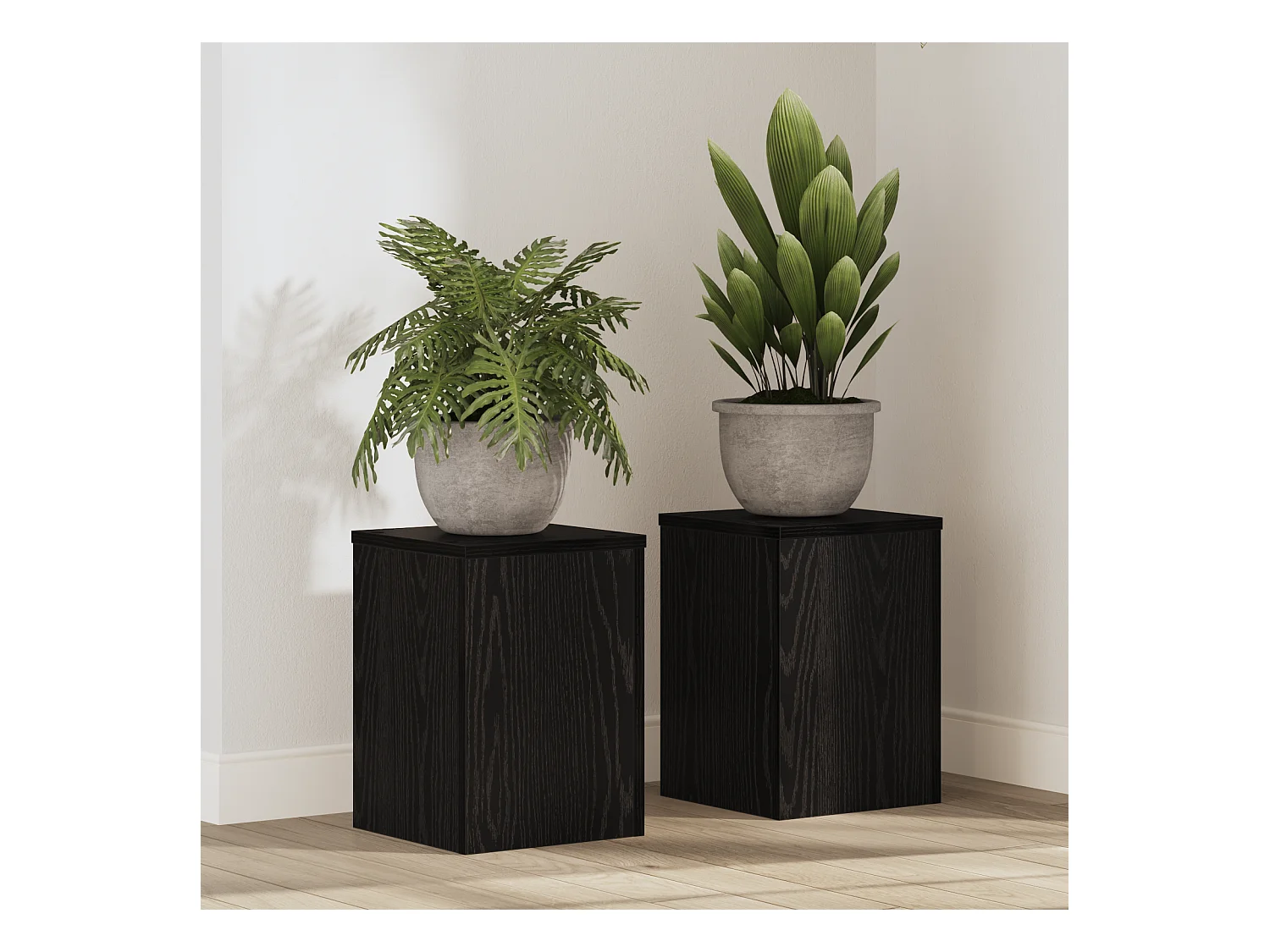 Supports de plantes 2 pcs Chêne noir 25x25x35 cm Bois d'ingénierie