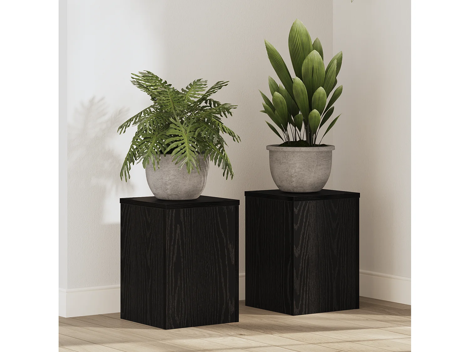 Supports de plantes 2 pcs Chêne noir 25x25x35 cm Bois d'ingénierie