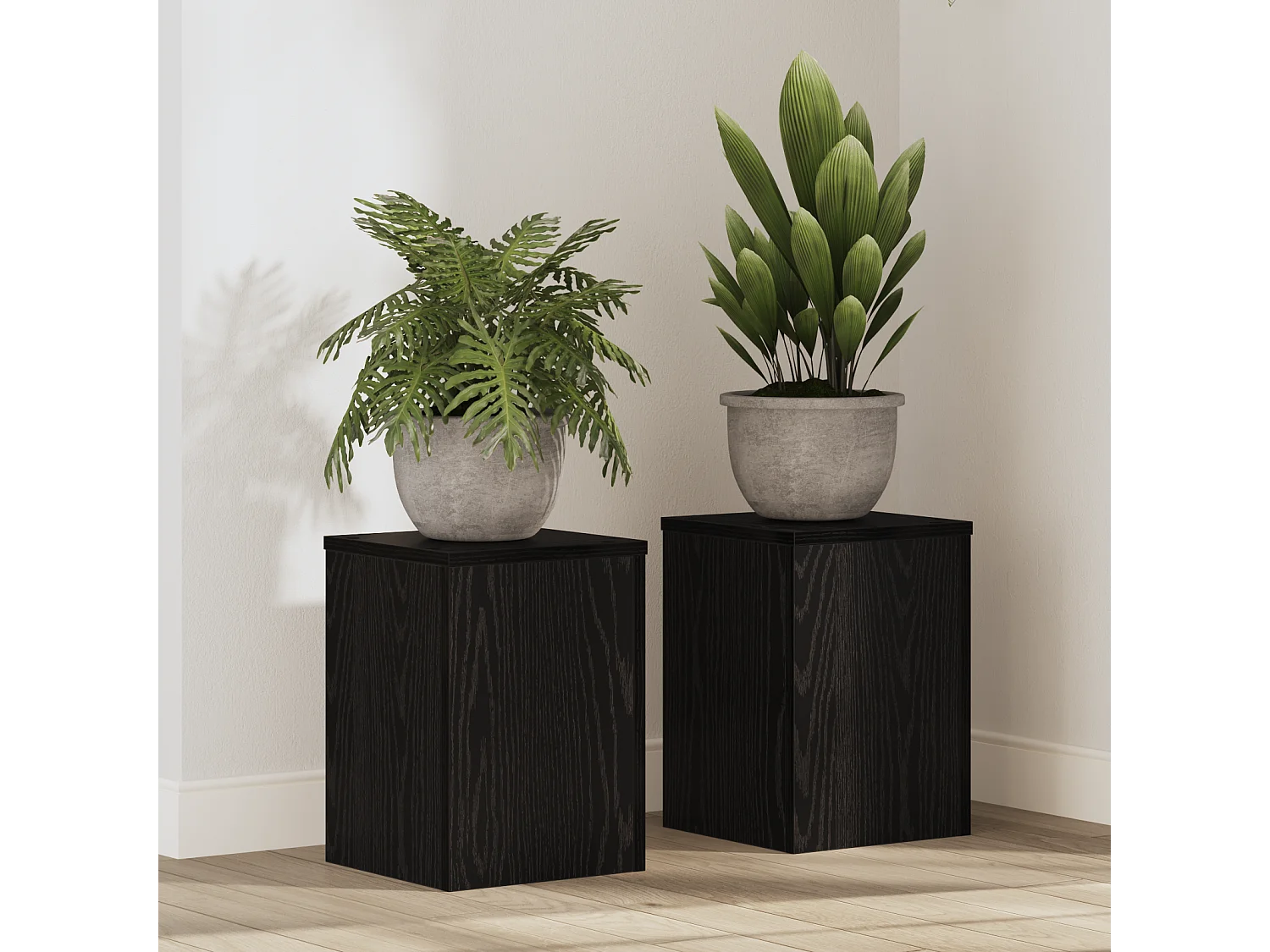 Supports de plantes 2 pcs Chêne noir 25x25x35 cm Bois d'ingénierie