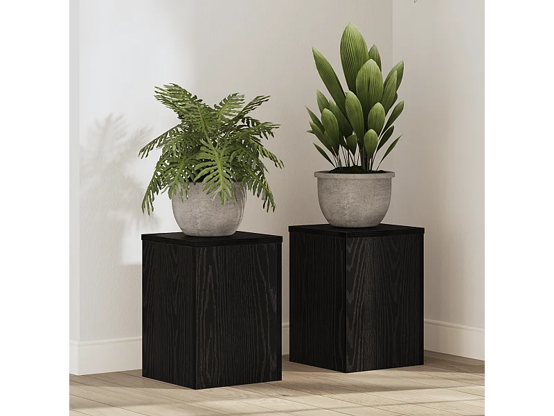 Supports de plantes 2 pcs Chêne noir 25x25x35 cm Bois d'ingénierie