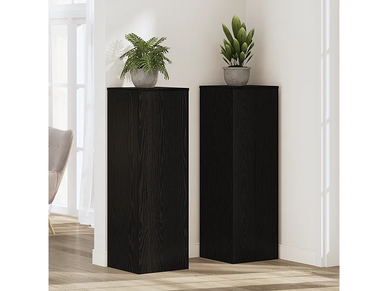 Support de Plante Chêne Noir 33x33x100 cm Bois reconstitué