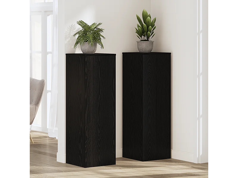 Support de Plante Chêne Noir 33x33x100 cm Bois reconstitué