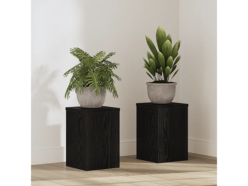 Plantenstandaards 2 stuks Zwarte eik 20x20x30 cm Bijpassend hout