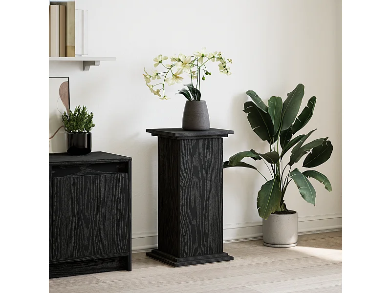 Espositore con contenitore Rovere Nero 31x30x60 cm Legno Ricomposto