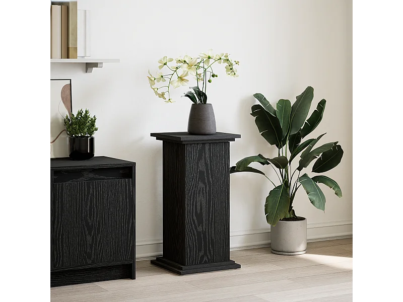 Support d'Exposition avec Rangement Chêne Noir 31x30x60 cm Bois reconstitué