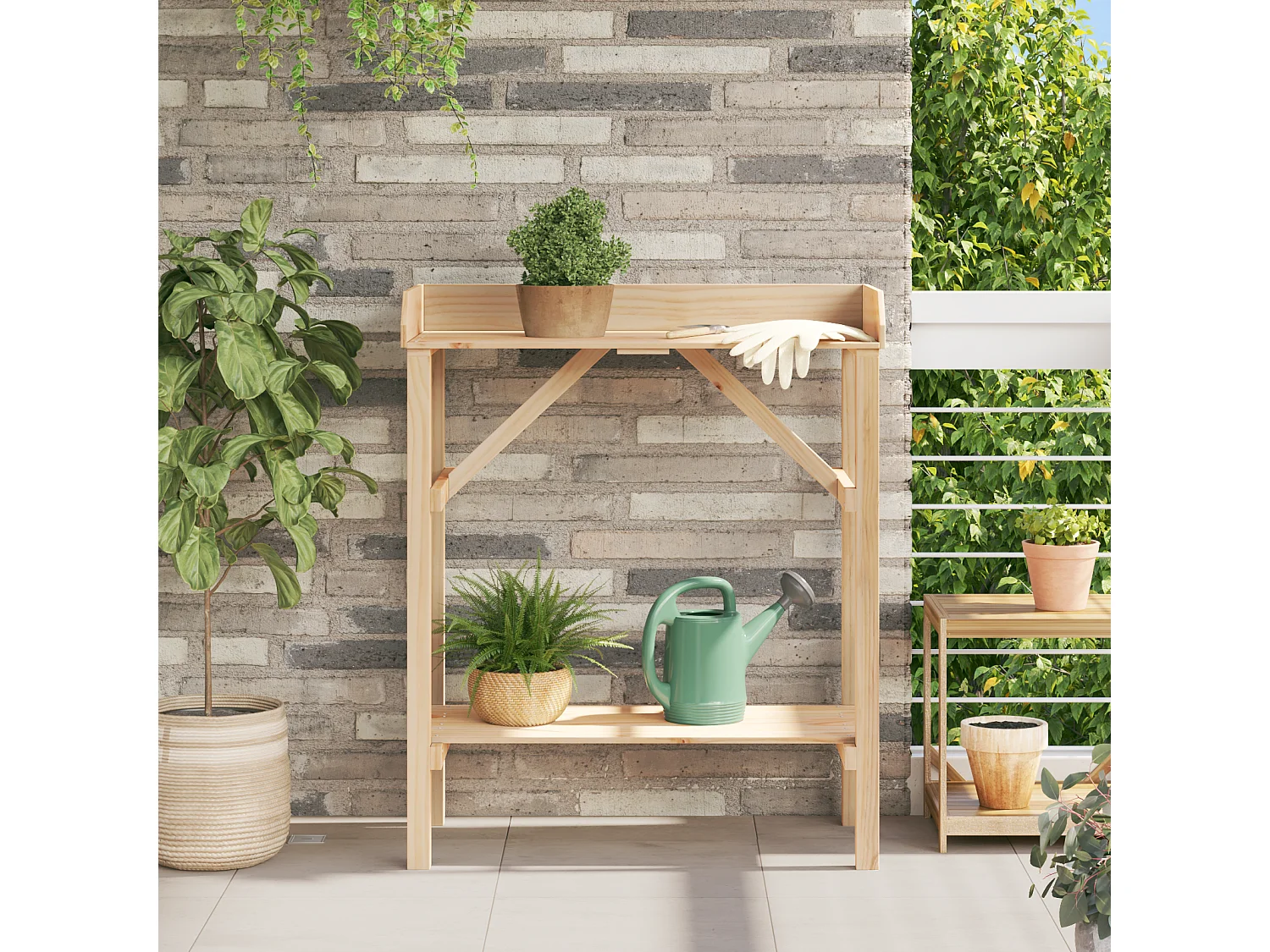 Tavolo da giardino invasato 75x40x90 cm in legno massello di pino