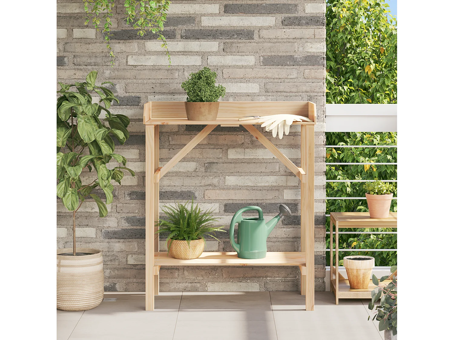 Table de rempotage de jardin 75x40x90 cm en bois de pin massif