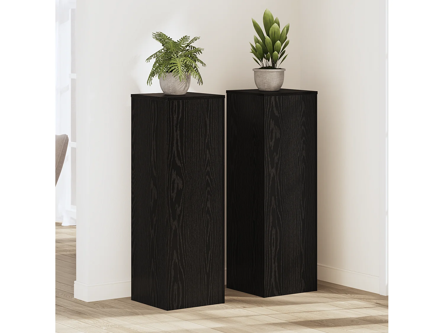 Supports de Plante 2 pcs Chêne Noir 33x33x100 cm Bois d'ingénierie