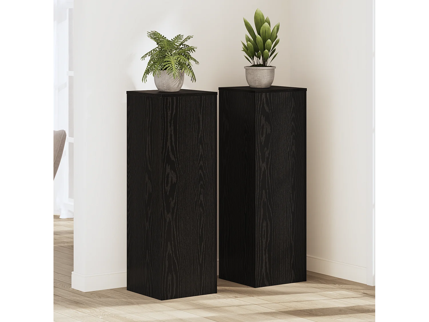Supports de Plante 2 pcs Chêne Noir 33x33x100 cm Bois d'ingénierie