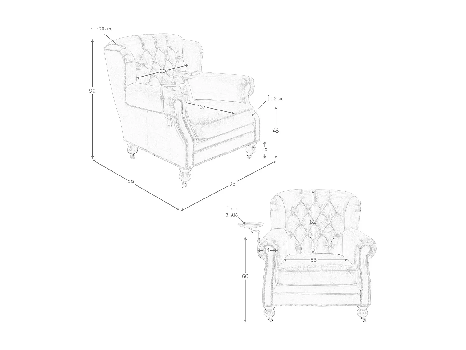 Poltrona Chester in pelle marrone cognac 5156 ANGEL CERDA