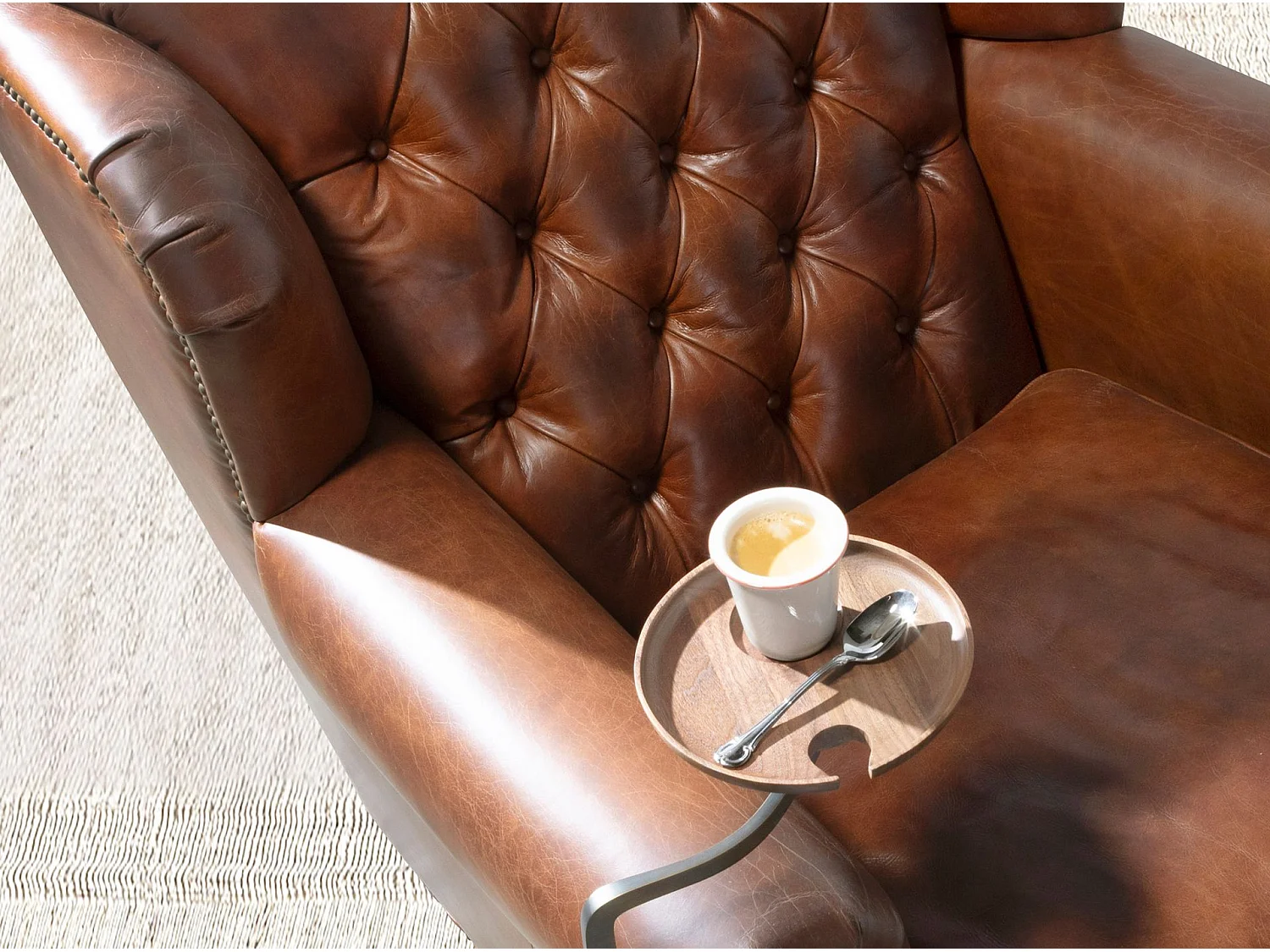 Fauteuil Chester en cuir marron cognac 5156 ANGEL CERDA