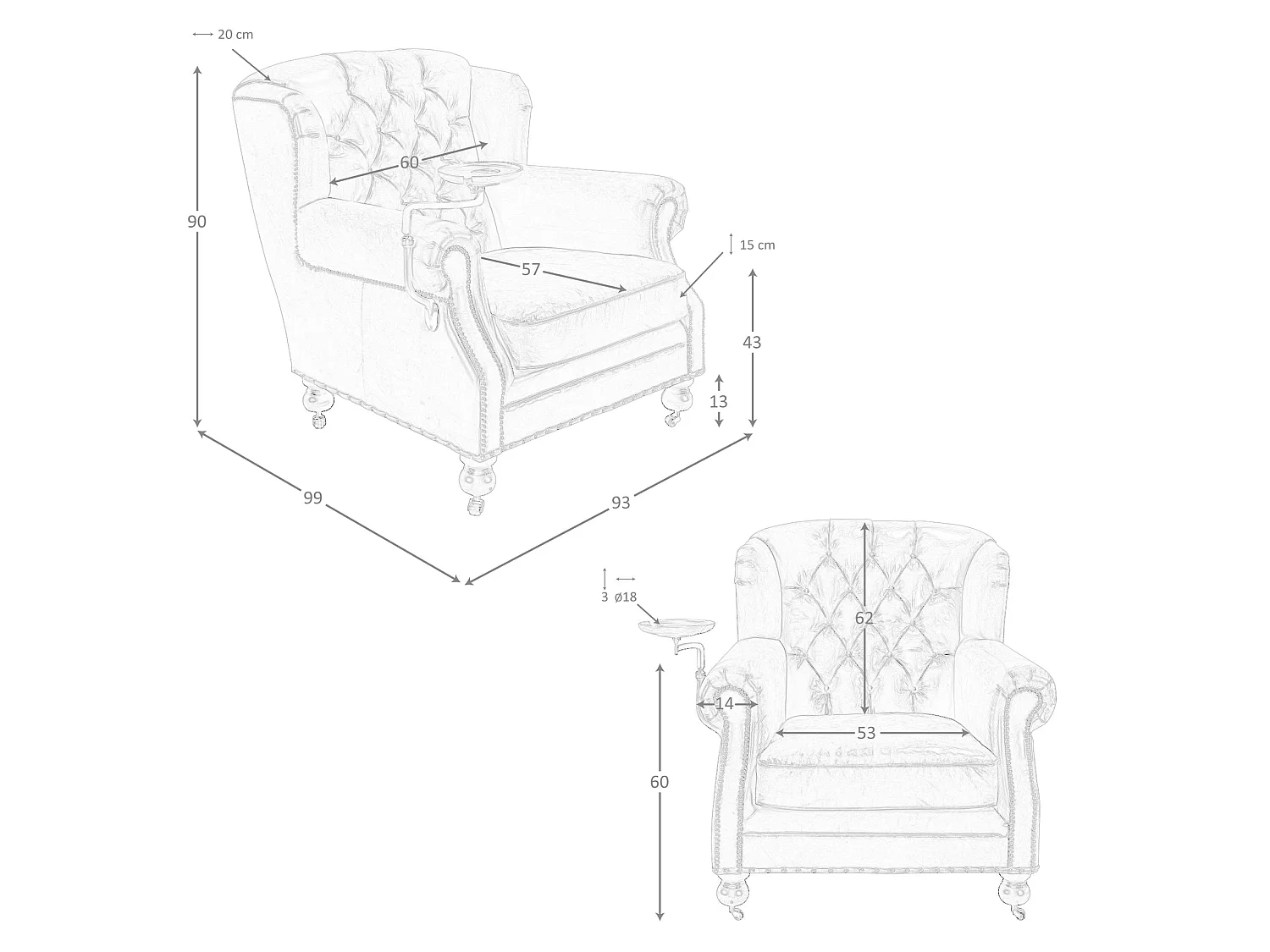 Fauteuil Chester en cuir marron cognac 5156 ANGEL CERDA