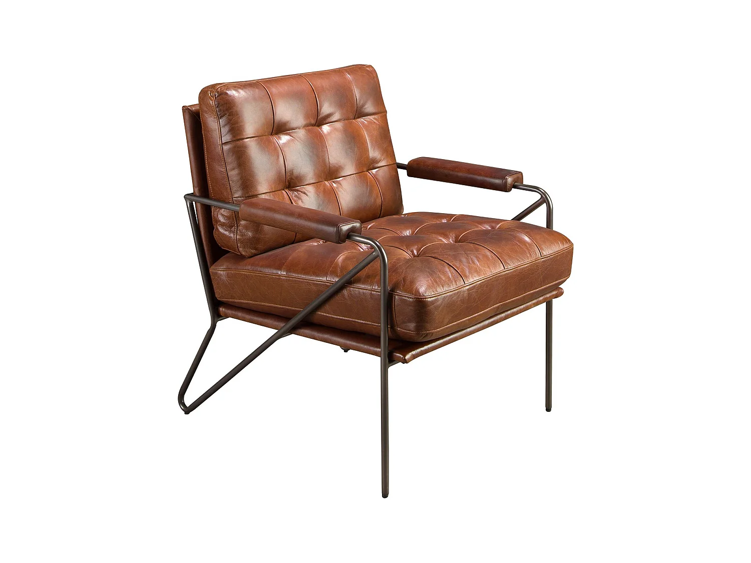 Fauteuil en cuir marron cognac 5166 ANGEL CERDA